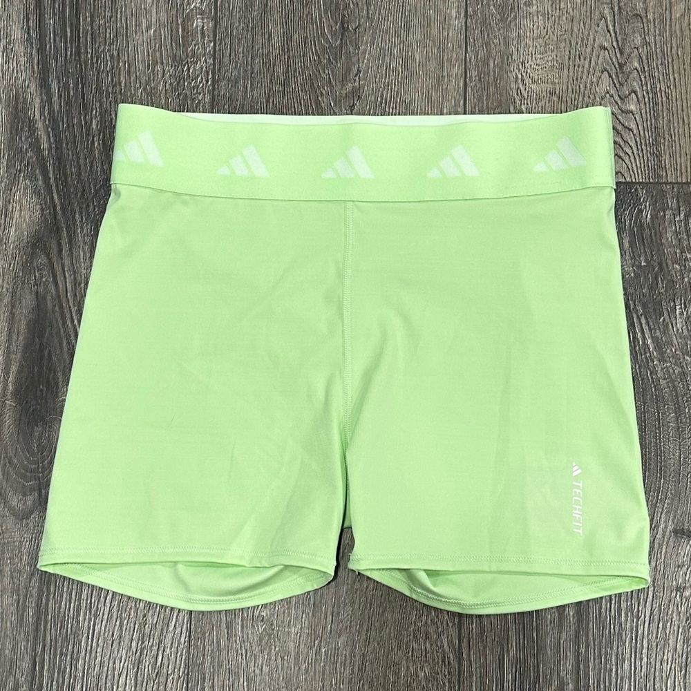 Adidas Lime Green TechFit Workout Shorts, Size M